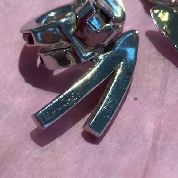 💍 Ruby Red Gemstone Gem Stone Boucher Vintage Clip On Earrings Signed 💗 - Picture 9 of 10